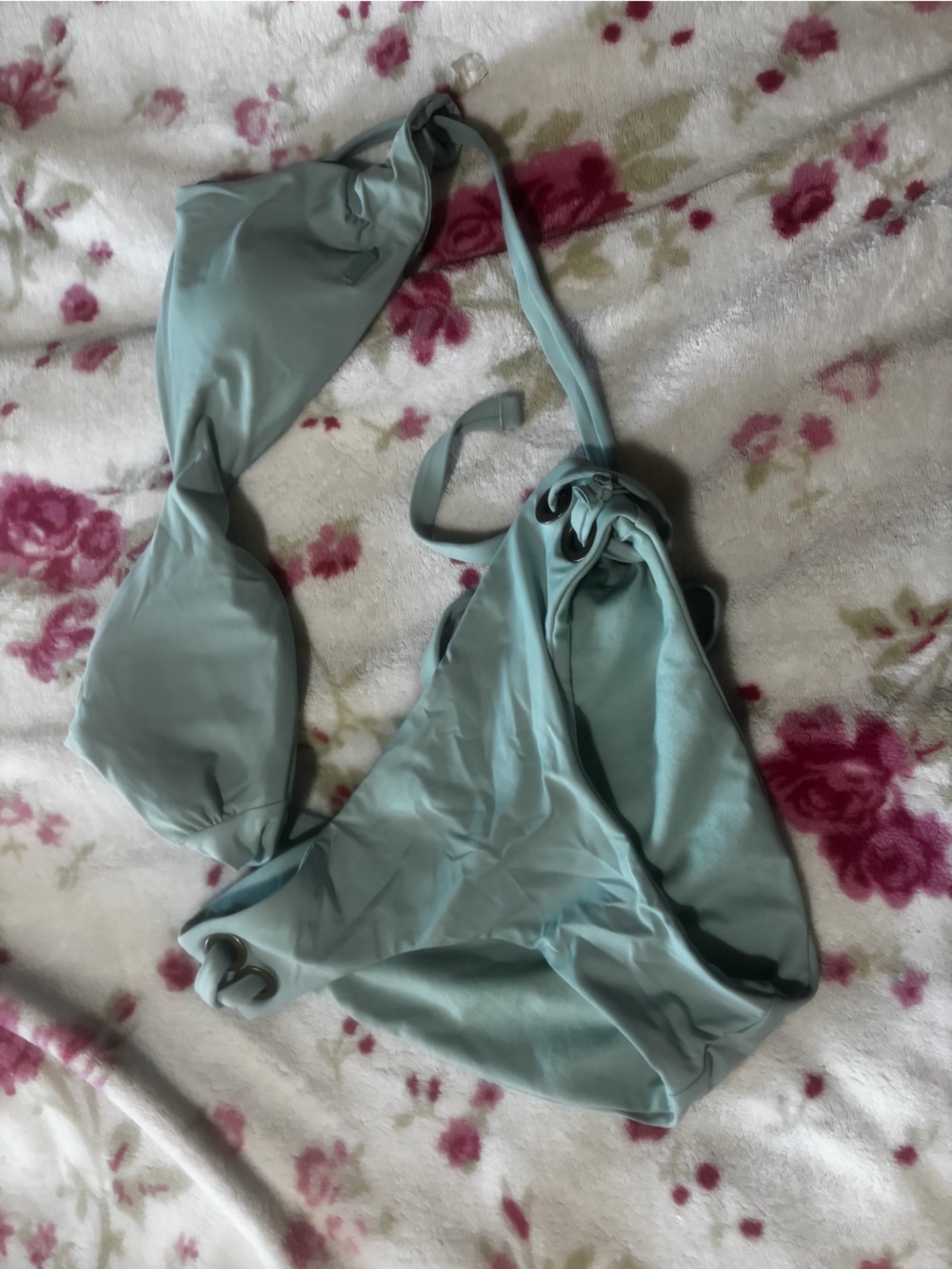 Roxy light blue Bandeau Bikini top is size s bottom is xs